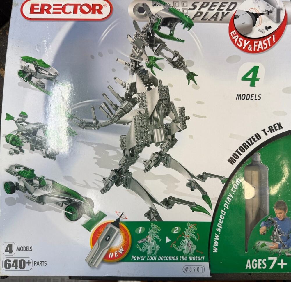 Meccano Erector Speed Play 4 Models Building Set Motorized T-Rex 8901